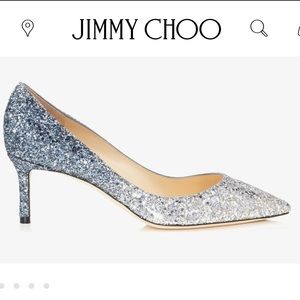 Jimmy Choo Silver Glitter Pointy Toe Pumps Size 38 1/2 (EU) 8 (US)